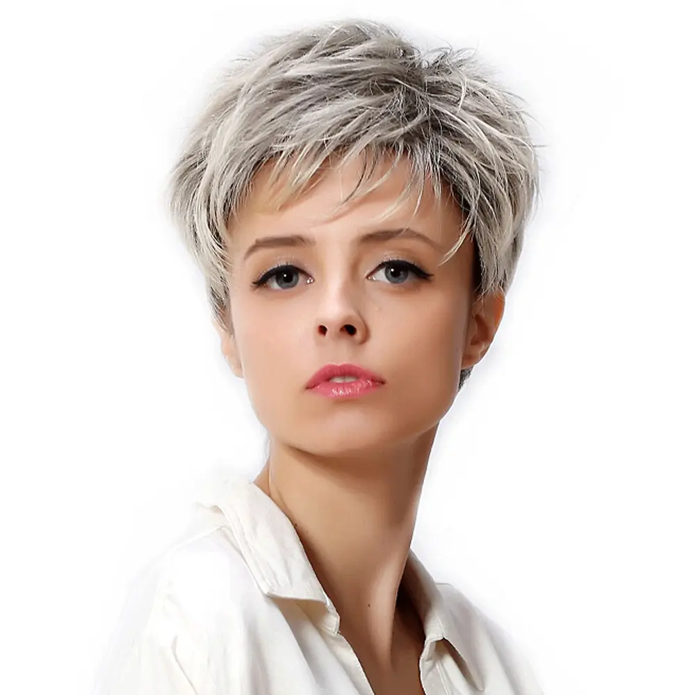 Gradient Short Straight Hair Fluffy Dyed Chemical