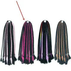 Female Braided Hair African Braids Hip Hop Colorful Wig - Black Rose Red - View 1