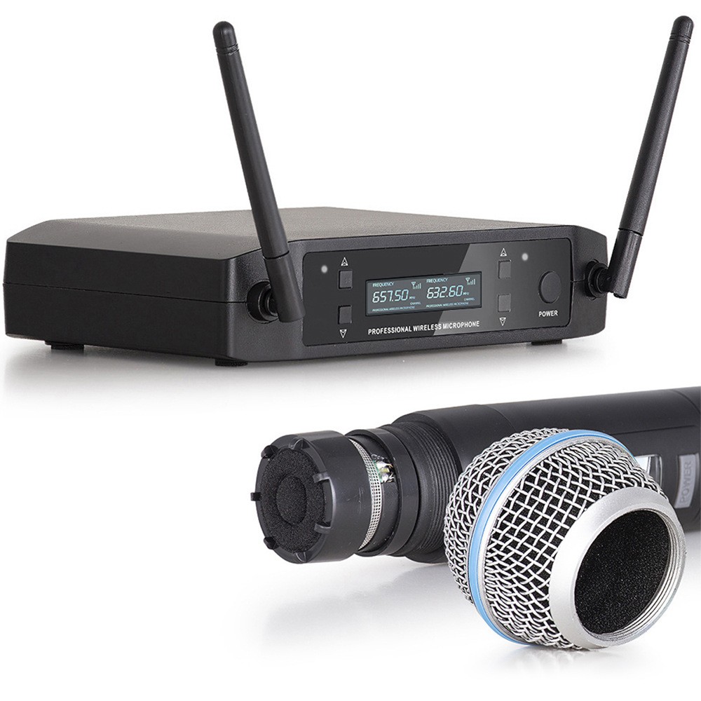 Professional 2 Channel UHF Wireless Dual Microphone Cordless Handheld Mic System 8