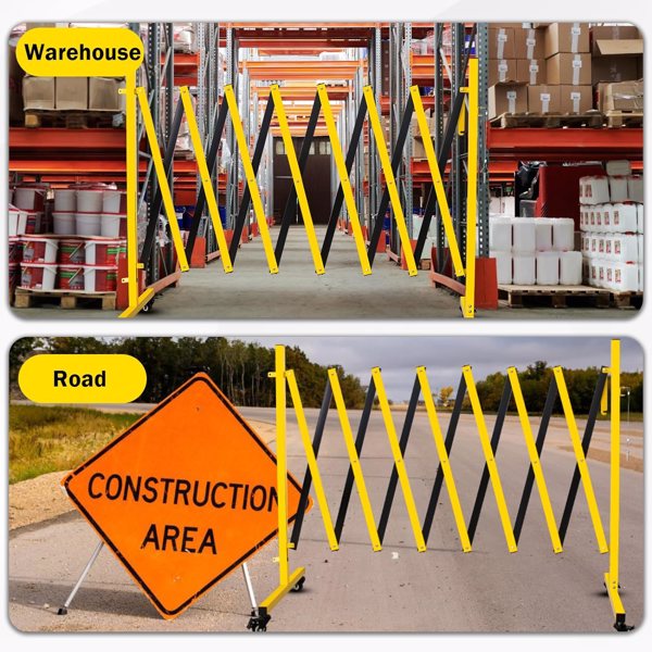 Metal Expandable Barricade, 11 Feet Retractable Fence Outdoor, Mobile Safety Barrier Gate, Easily Assembled Expanding Gate With Casters, Collapsible Accordion Barricade Gate Outdoor — foto 3