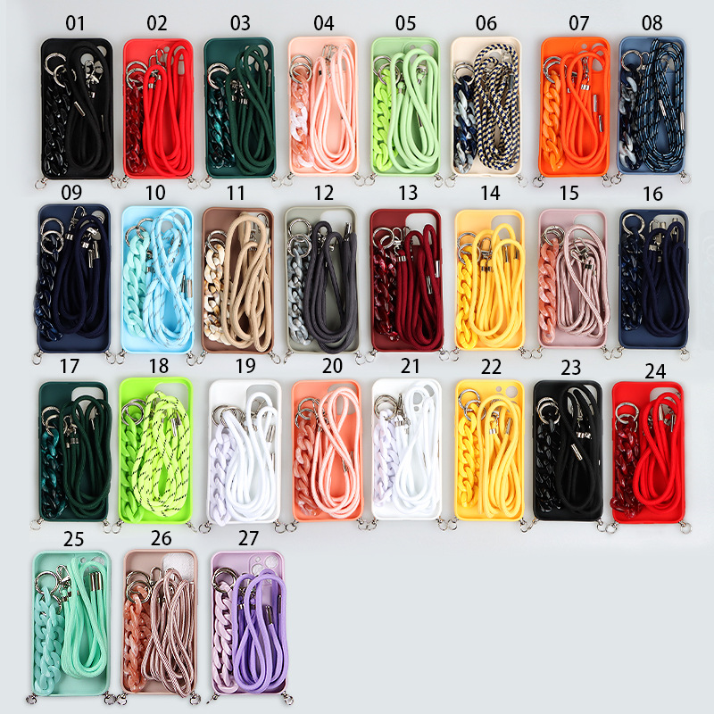 Solid Color Diagonal Double Lanyard Mobile Phone Case