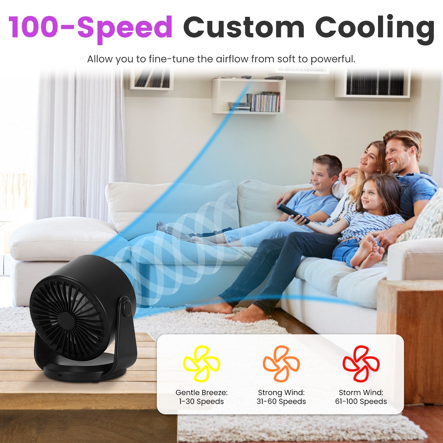 1Pc Desk Fan Battery Operated Wall Mounted Fan Rechargeable Mini Desk Fan With Tilting Angle For Home Office Travel — foto 8
