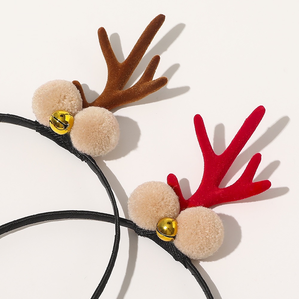 New Christmas Headband Red And Green Hair Ball Bell Headband