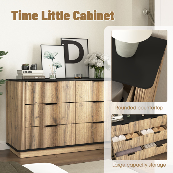 Modern Multi-functional Six-drawer MDF Cabinet,The perfect combination of rounded corners and multifunctional design, with Product Dimensions of 47.2*15.7*29.6 Inches. -27