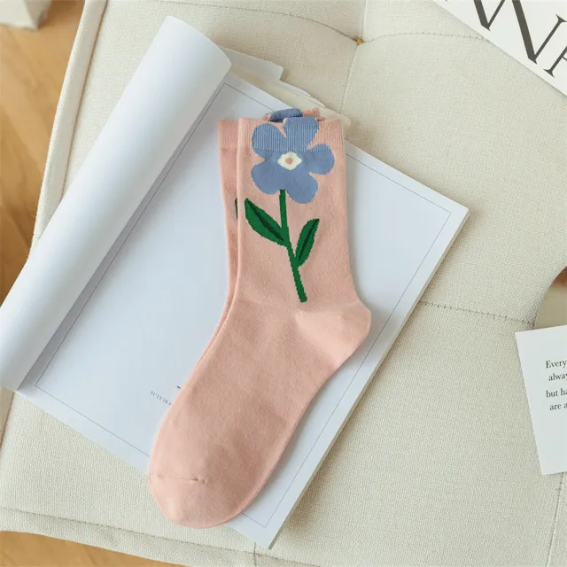 Dadongmen All match Tulip Pile Socks Cute Stockings Pink - Shop at LoveMi