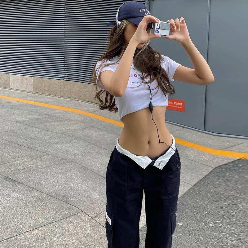 Fashion Trend Street Trendsetter High Waist Multi Pocket Trousers