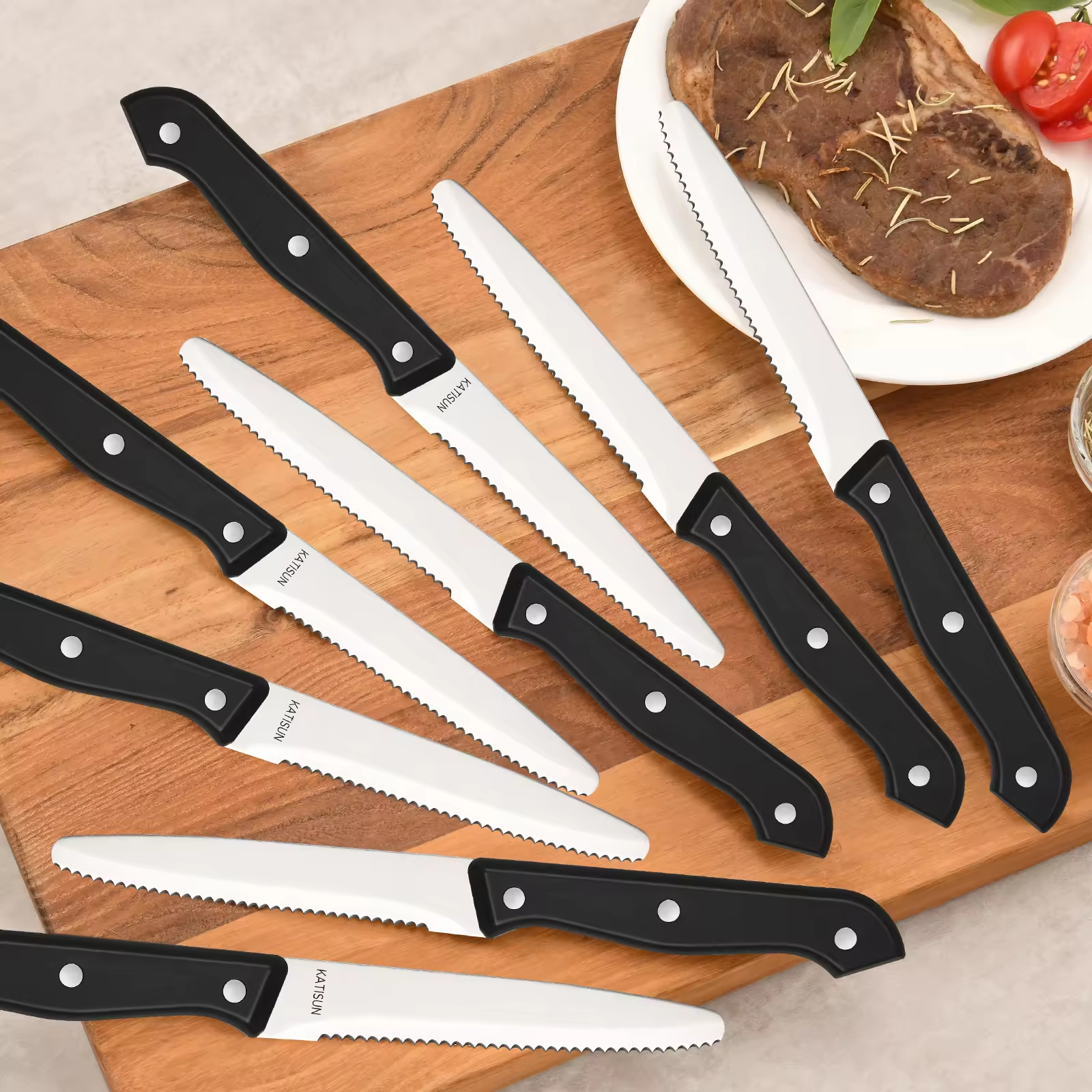 12-piece Kitchen Knife And Accessory Set With High-carbon Stainless Steel Blades, Including Meat And Steak Knives, With ABS Handles 6