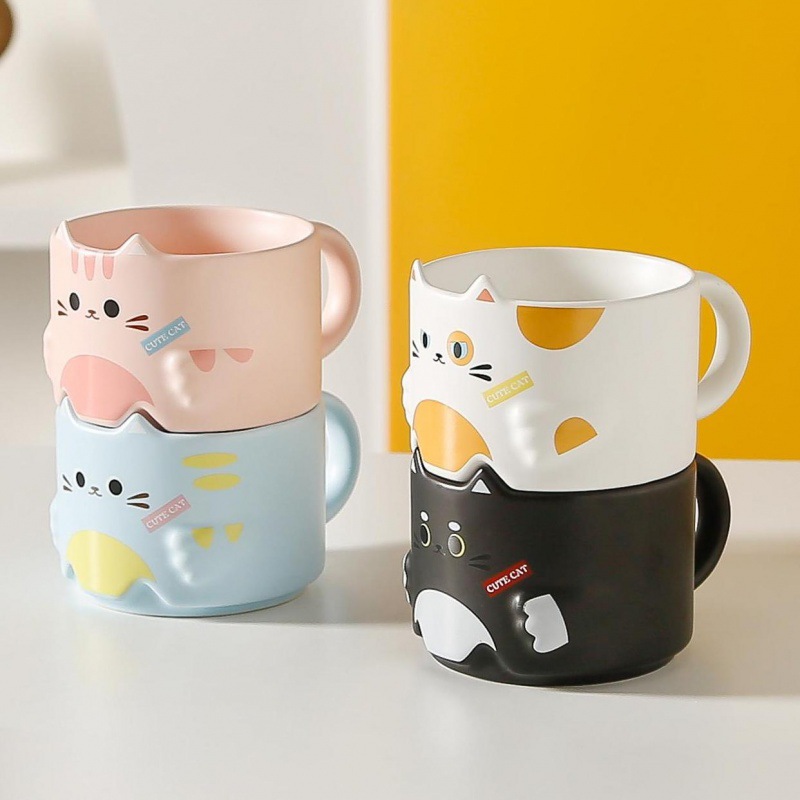 Title 8, Cat Ceramic Cup Cartoon Stacked Mug