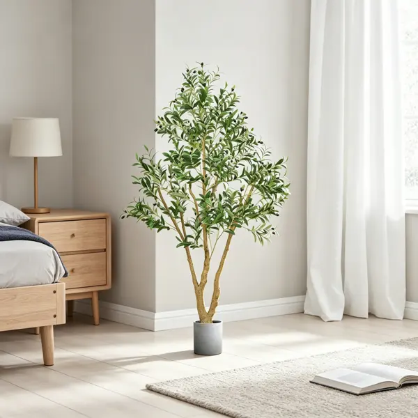 6FT Artificial Olive Tree, Natural Wood Trunk