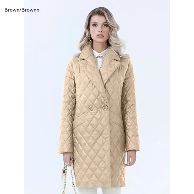 Women's Lace up Lapel Long sleeved Plaid Long Winter Top Coffee - Shop at LoveMi