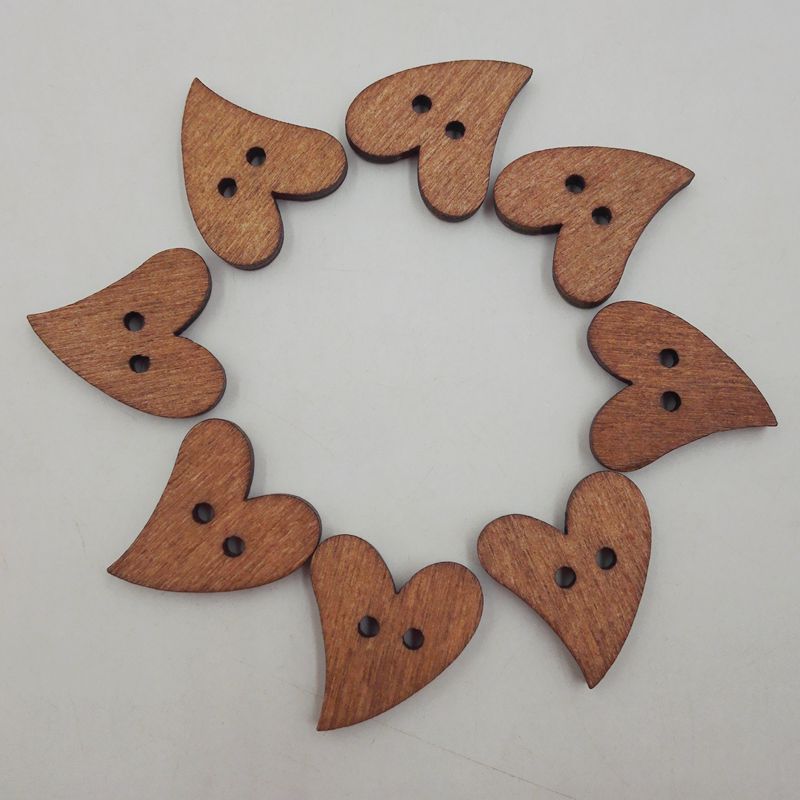 Painted Love Decorative Sewing Wooden Buttons