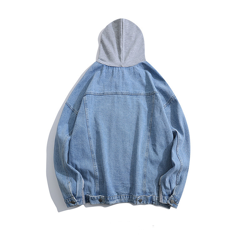 Title 3, Retro Denim Stitching Hooded Sweater for Men, a...