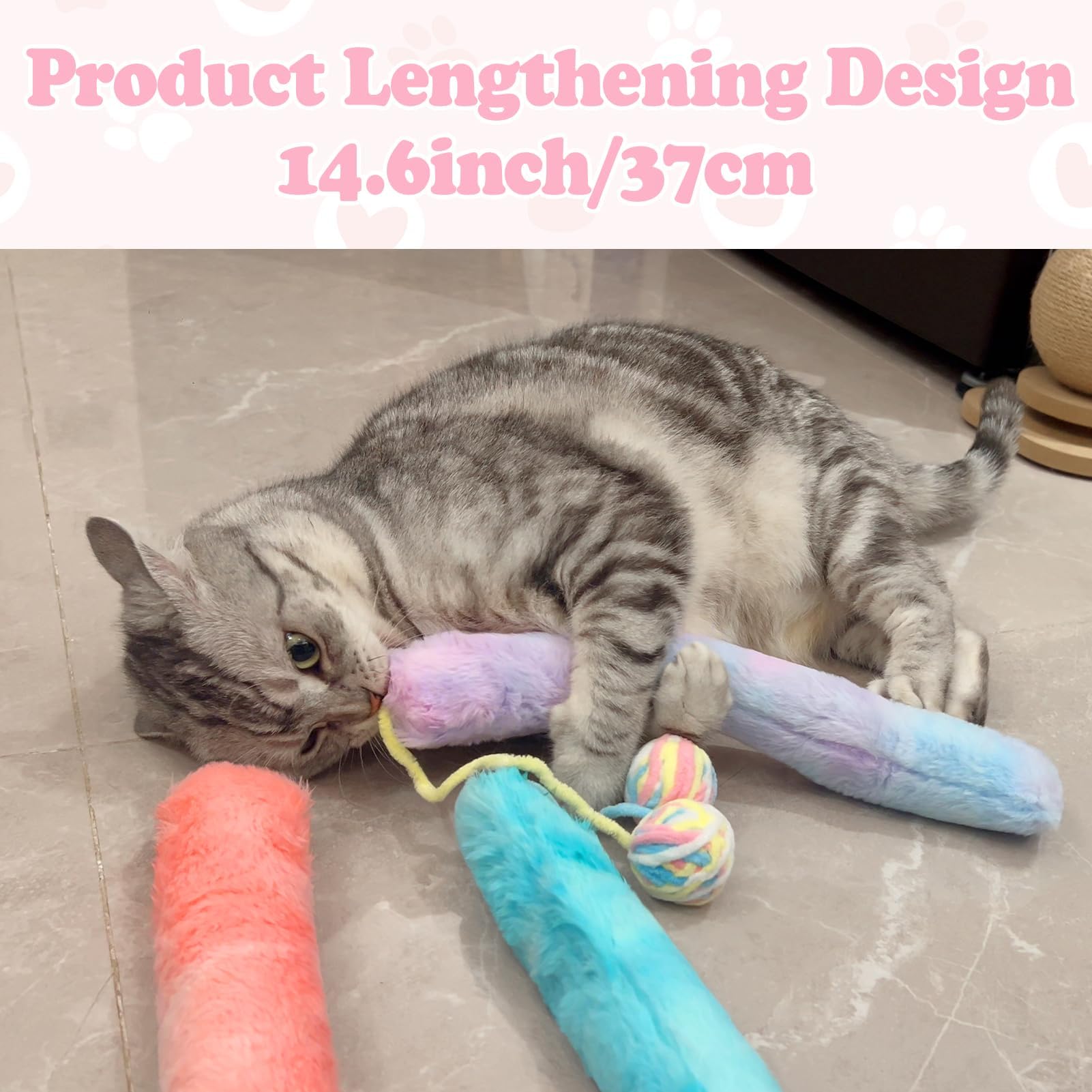 Cat Kicker Toy Large 3pcs, Cat Catnip Toys With Bell Interactive Kitten Toys For Indoor Cats 14.6in 1
