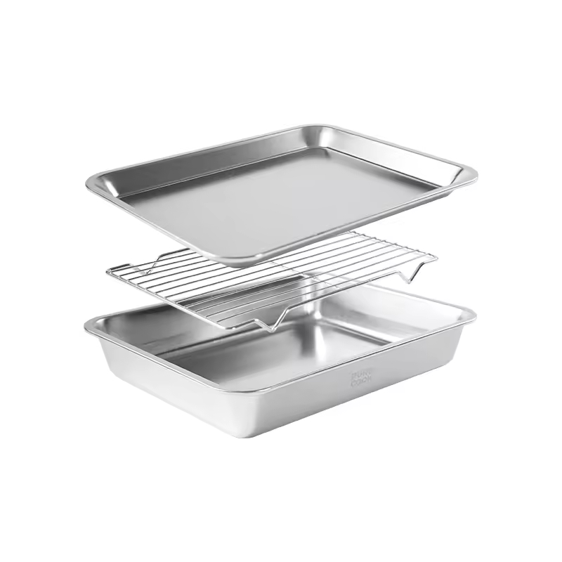 304 Stainless Steel Square Mesh Rack Oven Tray - Multi-functional For Home Use Frying, Baking, Draining, And Roasting