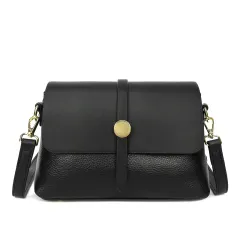 Women's Trendy Genuine Leather Bag Shoulder Crossbody - Black - View 1
