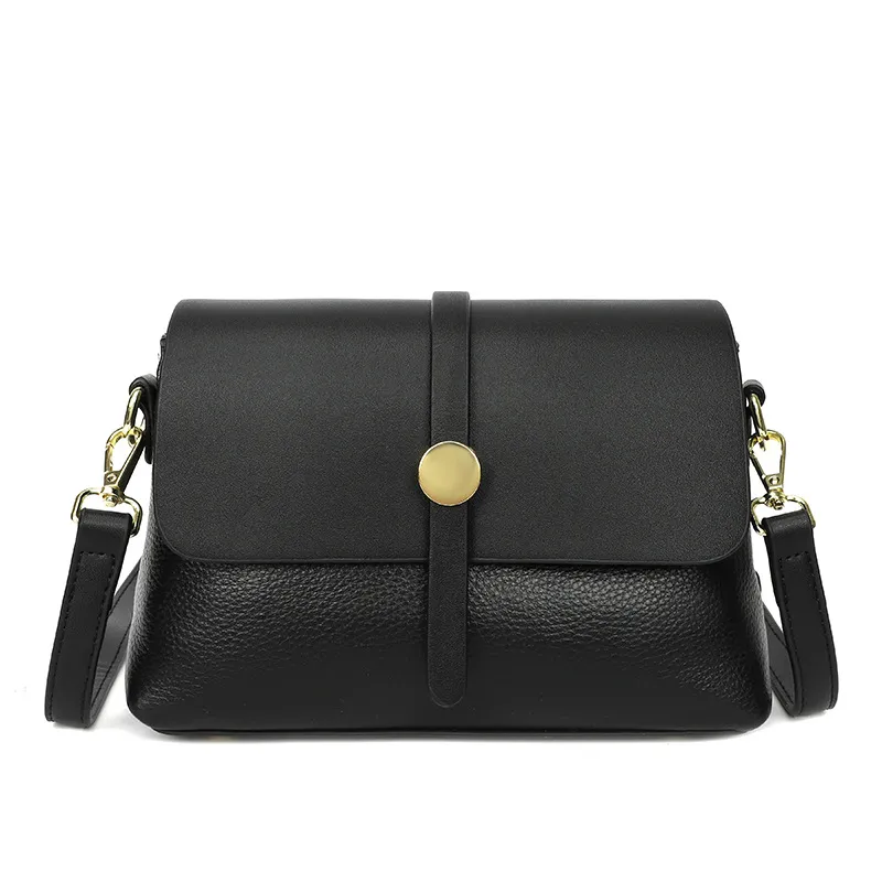Women's Trendy Genuine Leather Bag Shoulder Crossbody - Black