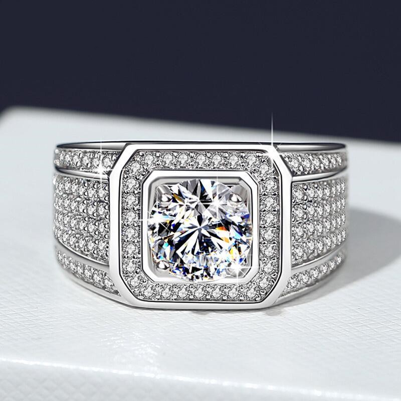 Full Diamond Inlaid Men's Diamond Ring