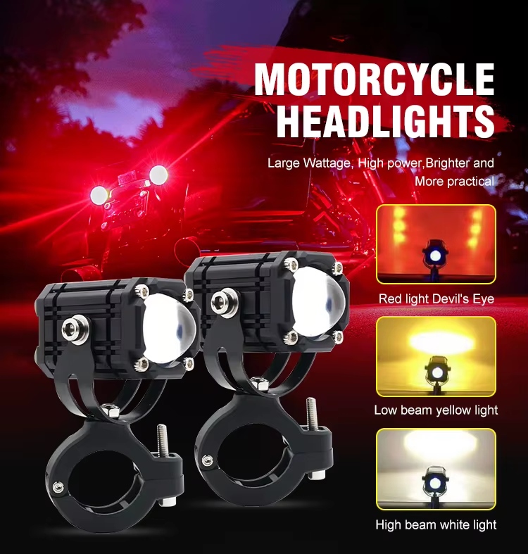 2pcs M5 Spotlight Ultra Bright LED Fog Lights, Headlights, Motorcycles, Cars, Projectors, Waterproof, Universal, Suitable For Motorcycles, SUV, Small, Auxiliary, Spotlight, 12W