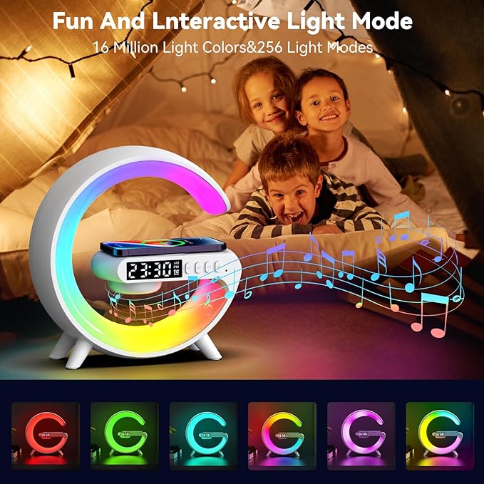 New Intelligent G Shaped LED Lamp Bluetooth Speaker Wireless Charger Atmosphere Lamp App Control For Bedroom Home Decor