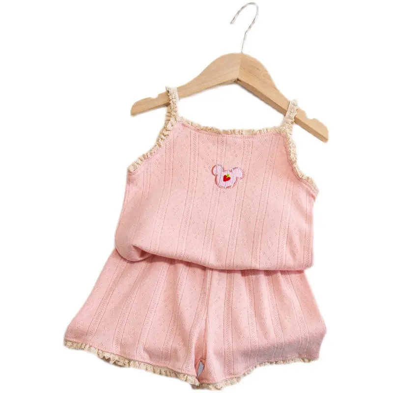 Girls' Home Service Suit Summer Suspender Pajamas