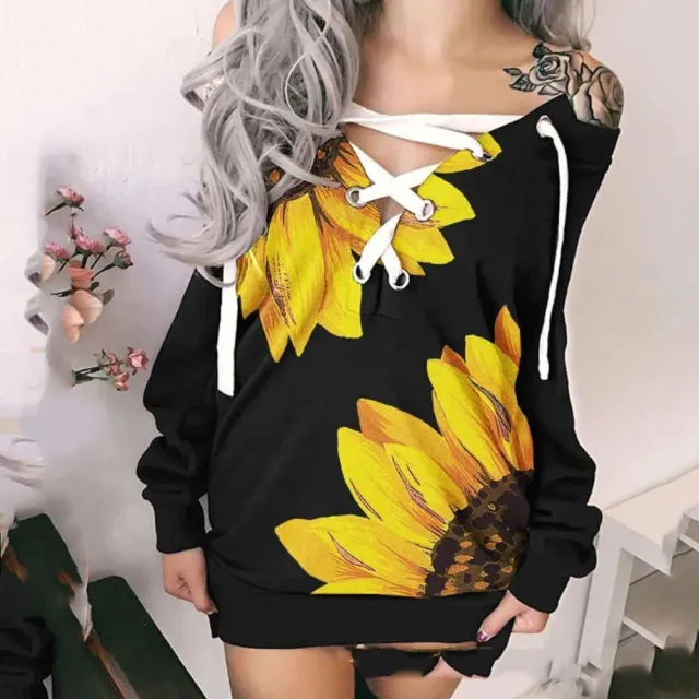 European And American Autumn And Winter Women's Off the shoulder Sweater Bag Hip Skirt Top Sunflower - Shop at LoveMi