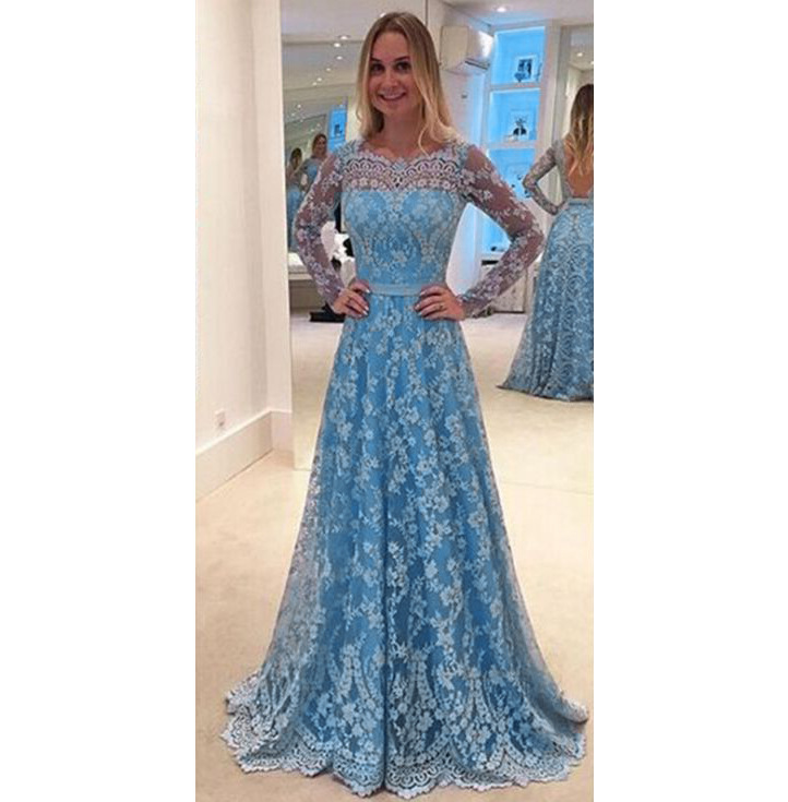 European And American Style Lace Long Sleeve Dress
