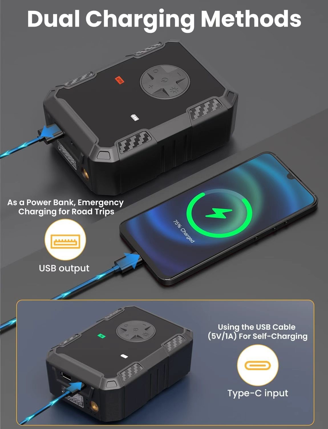 Car Tyre Inflator Cordless Digital USB Rechargeable Tire Air Compressor Pump — image 3
