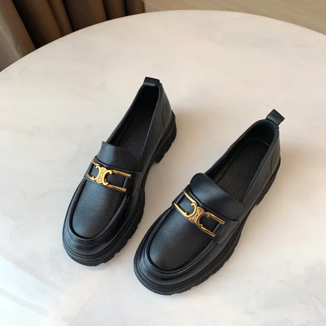 Mirror Top Layer Cowhide Loafers Women's Autumn New Leather Black - Shop at LoveMi