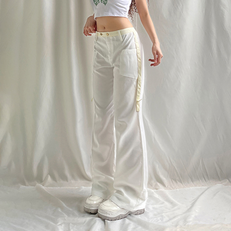 Women's Fashion Low Waist Solid Color Casual Pants