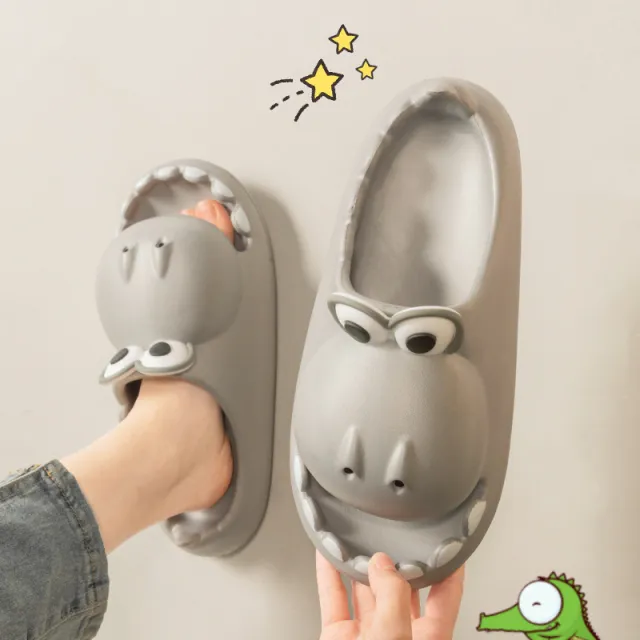 Cartoon Couple Wearing Indoor And Home Parent child Sandals Grey - Shop at LoveMi