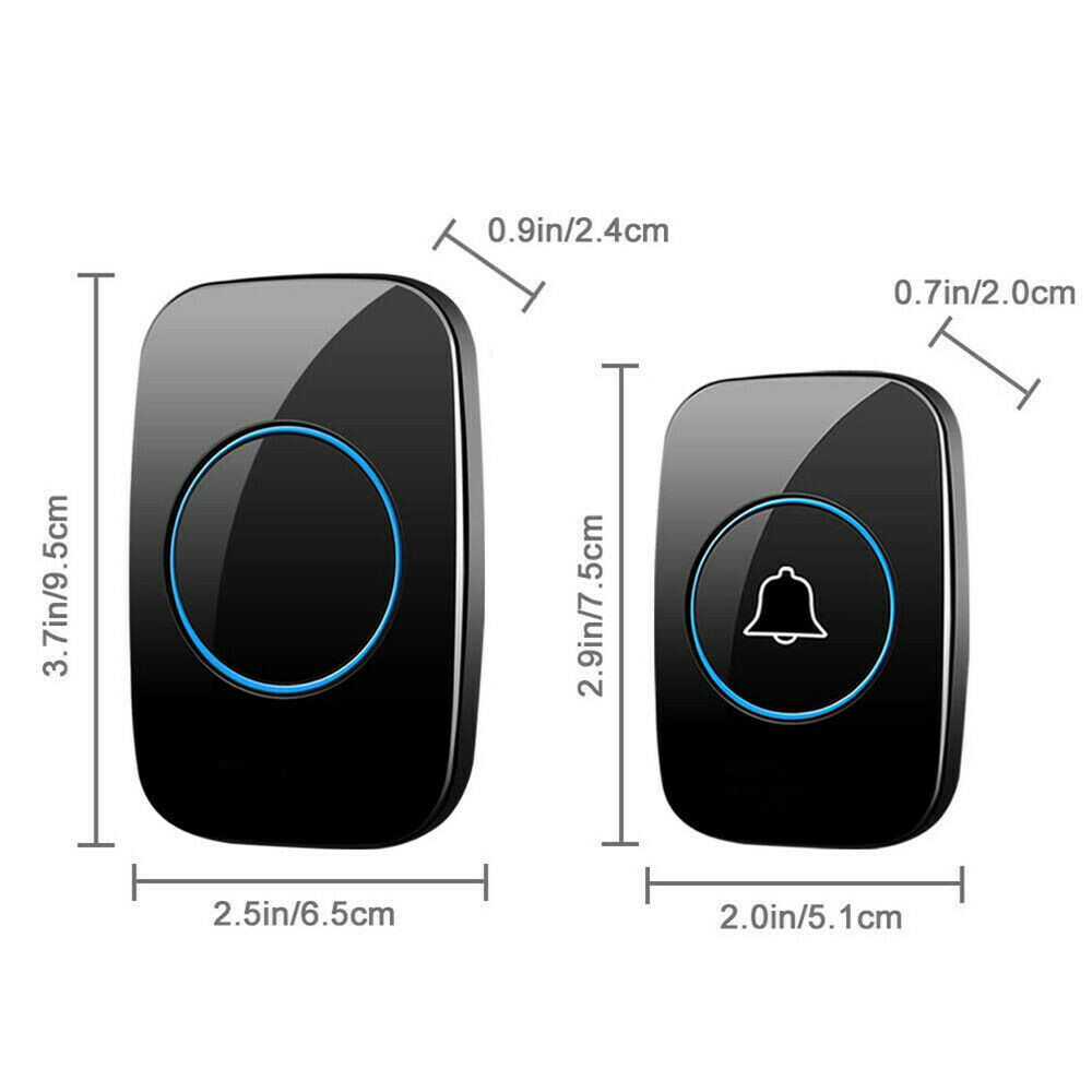 Wireless Doorbell Waterproof Range Door Bells Kit Cordless Plug-in Home Office