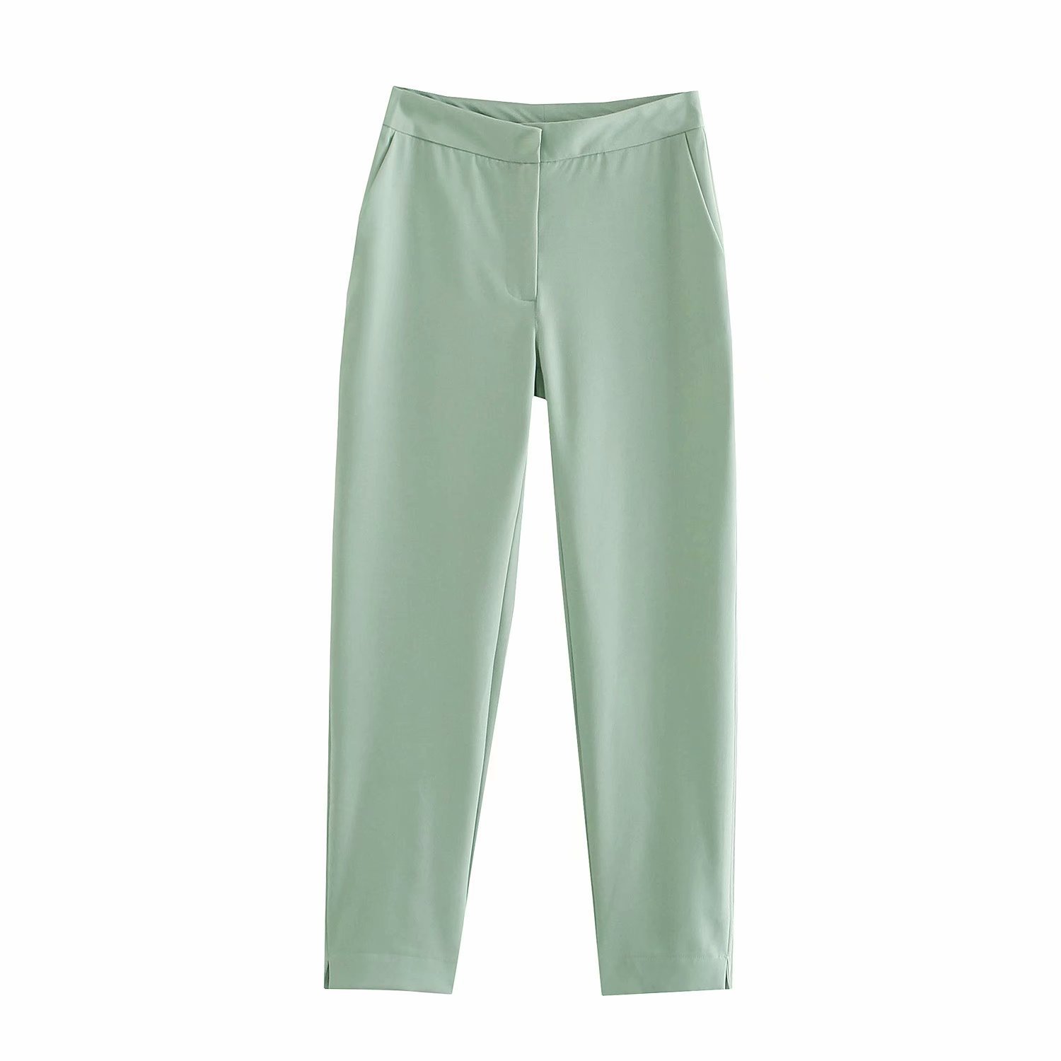 Spring And Summer New Style European Standing Ankle Pants Ladies Trousers Green - Shop at LoveMi