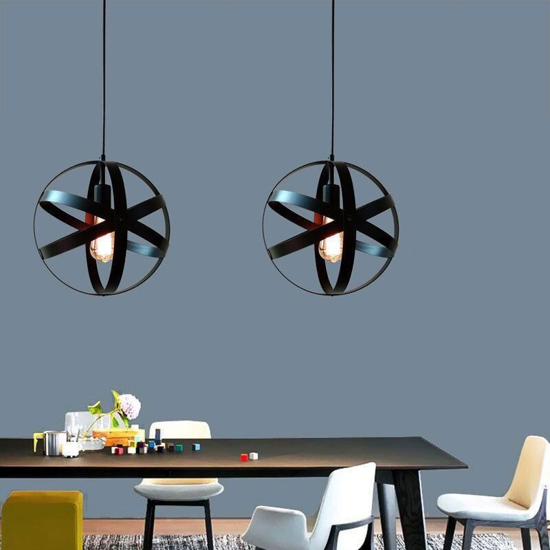 Industrial Spherical Ceiling Light Fitting Pendant Lighting Adjustable Cord UK — image 3