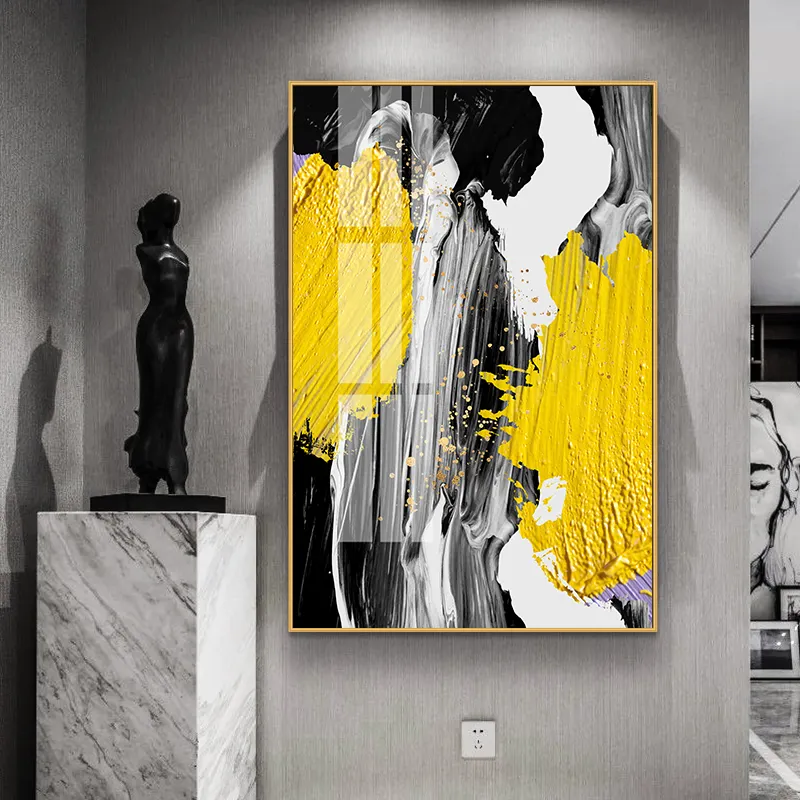 Nordic Gold Grey Canvas Art Oil Painting