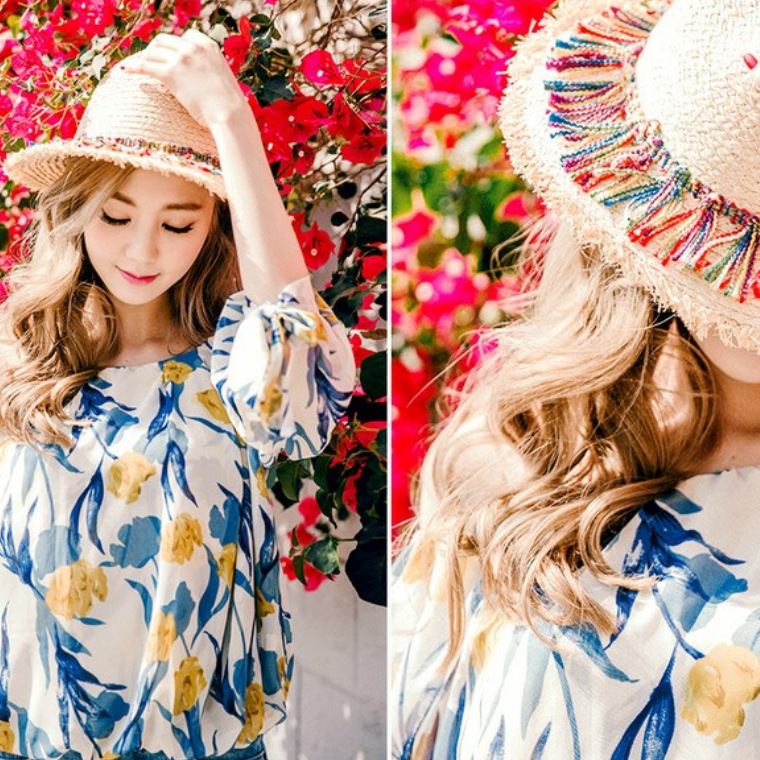 Title 2, Color fringed Surafi straw hat