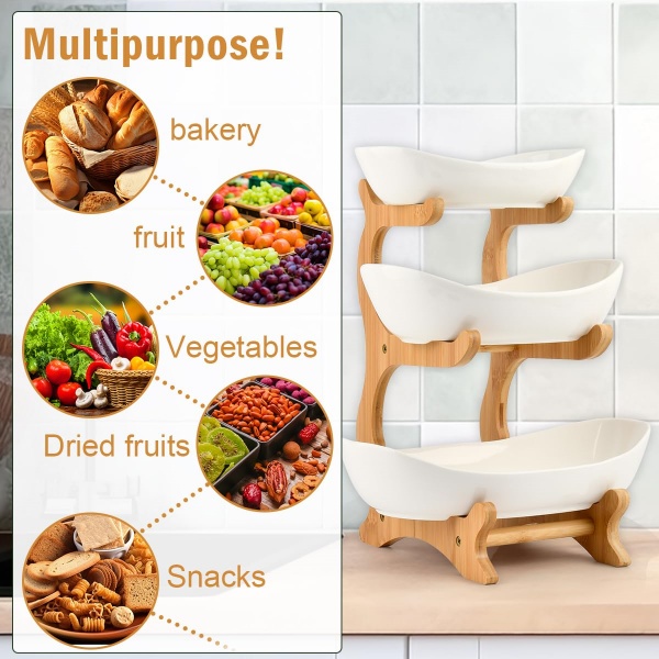 Stacked Fruit Tray Multi-layer Plate Three Compartments Snack Candy Platter Bowl 12