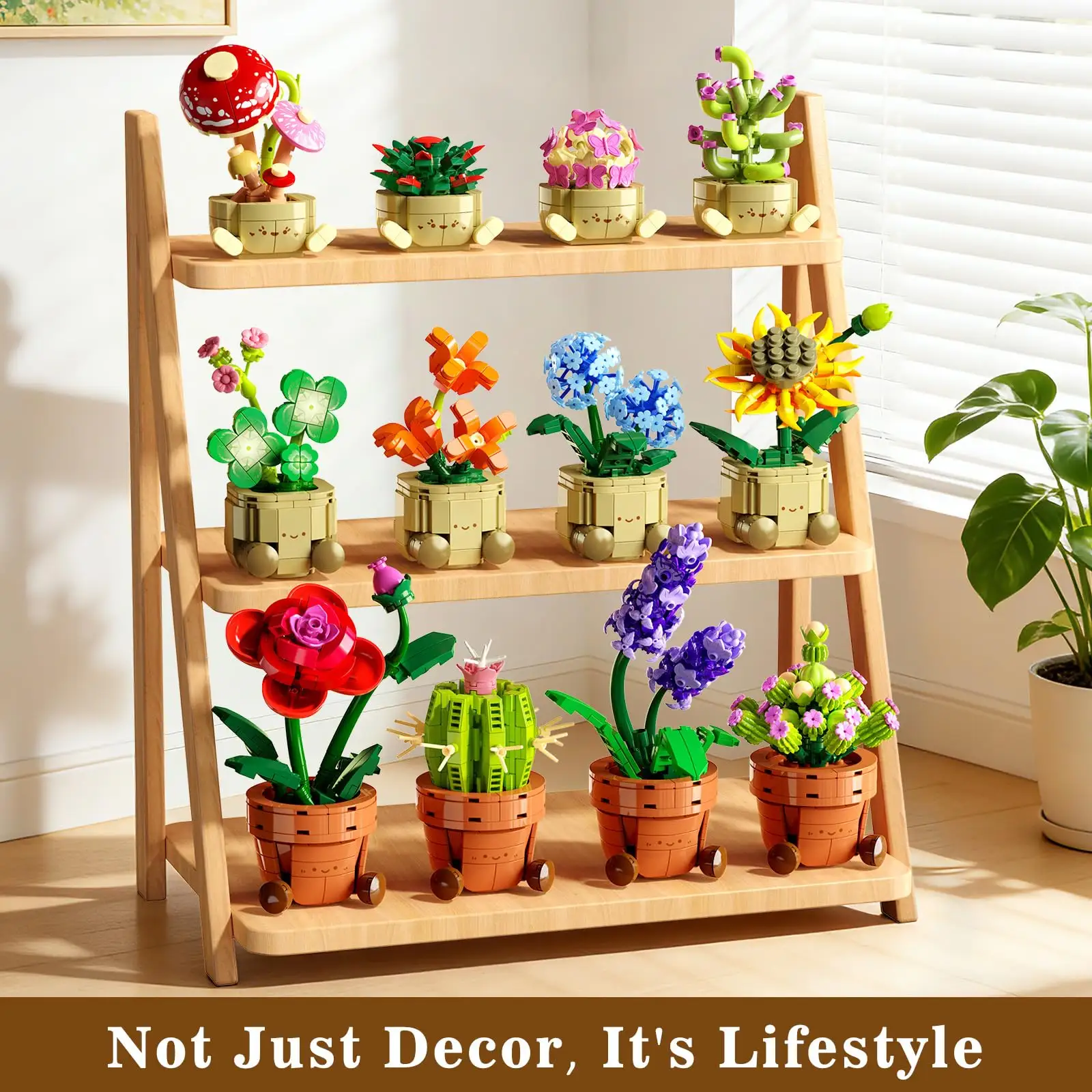 12 Pack Flowers Plants Mini Building Set