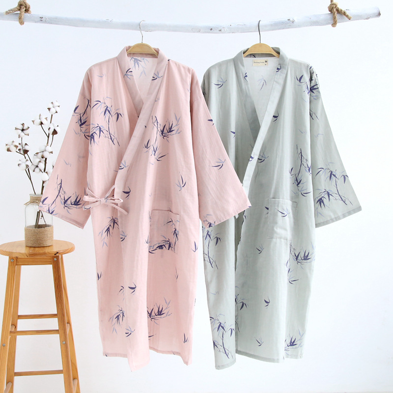 Title 4, Thin Cotton Bathrobe Cotton Pajamas Cardigan Lo...