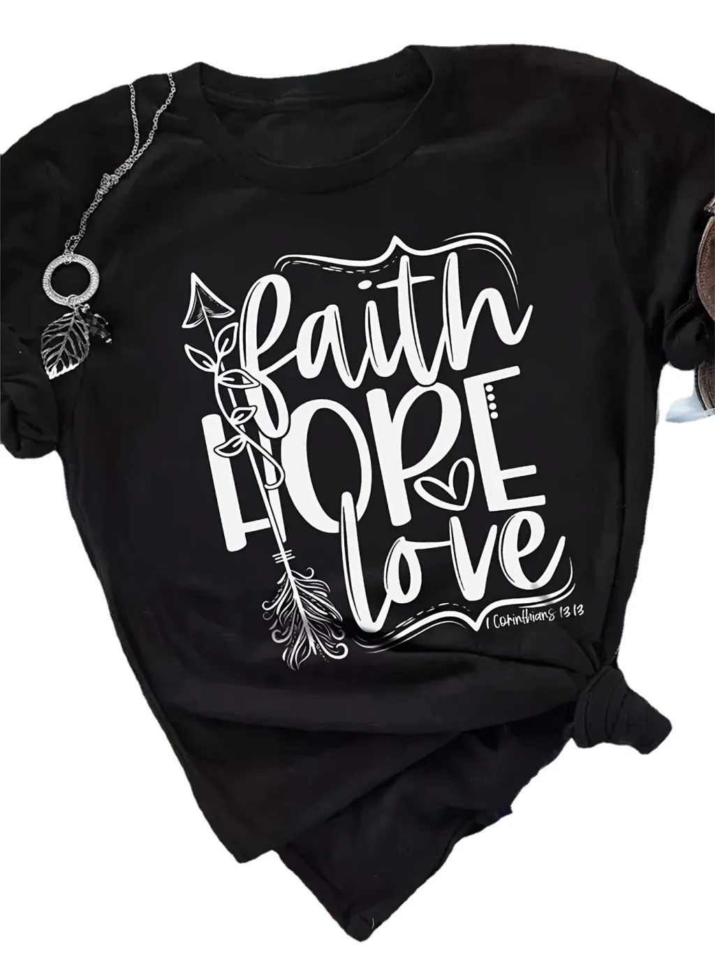 Hope Love Couple Casual Women's Printing T-shirt - Black