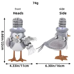 Jingchen Christmas Luminous Bird Christmas Gift Table Decorative Ornaments - N3 11 Gray Top Hat - View 1