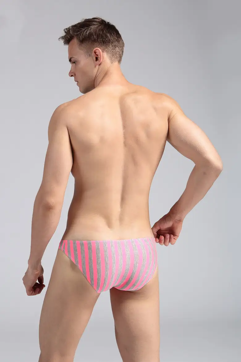 Men's Low Waist Convex Briefs Lycra Cotton Interstripe Briefs