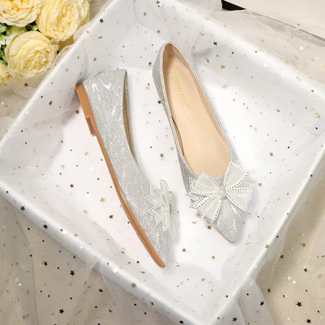 Pumpkin Bow Moccasin Scoops Gentle Shoes Silver - Shop at LoveMi