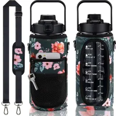 Outdoor Portable Travel With Scale Transparent Water Bottle Cup Set - Black B - View 1