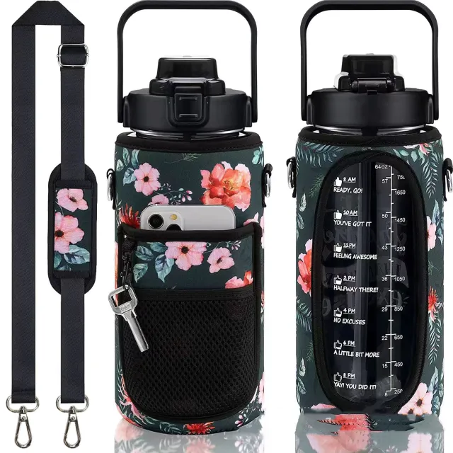 Outdoor Portable Travel With Scale Transparent Water Bottle Cup Set Black B - Shop at LoveMi