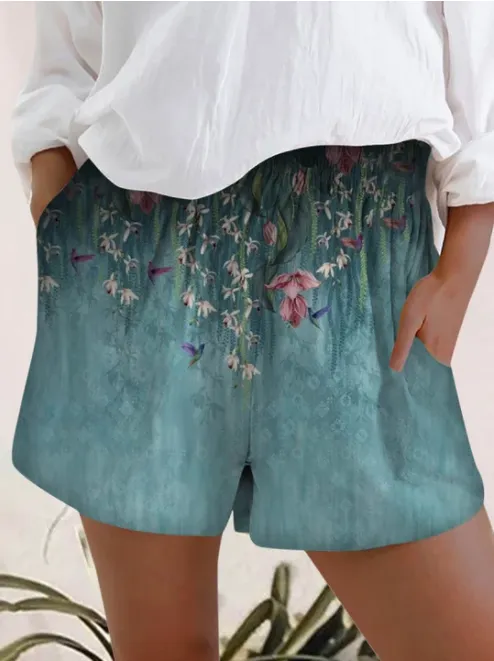 Printed Elastic High Waist Shorts Women - Shop at LoveMi