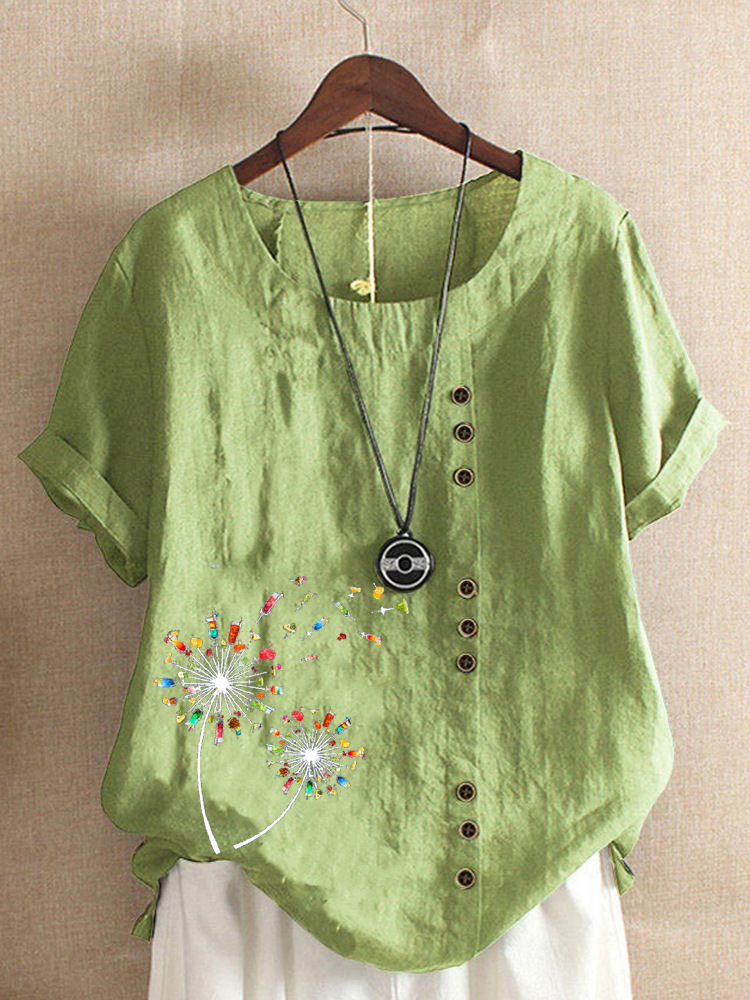 Women's Fashion Loose Vintage Print Shirt Tops