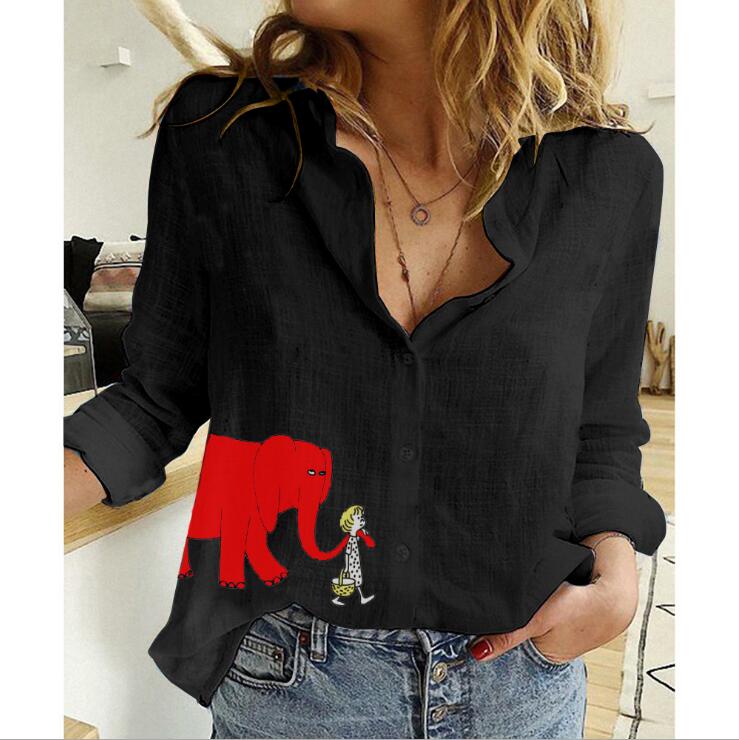 Title 9, Ladies Casual Loose Long-sleeved Linen Shirt Pl...