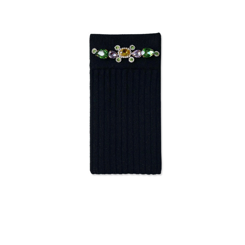 Rhinestone Crystal Long Socks Leg knee Socks Black - Shop at LoveMi
