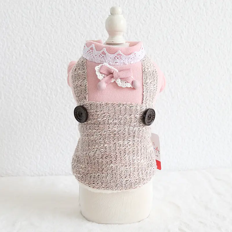 Lace Collar Round Buckle Suspenders Small Dog Clothes