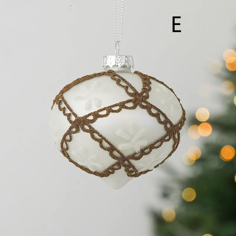 Glass Ball Drop Ball Hand Drawn Christmas Ball Christmas Tree Pendant – image 6